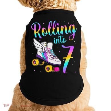 Rolling Into 7 years Lets Roll I'm Turning 7 Roller Skate Doggie Tank