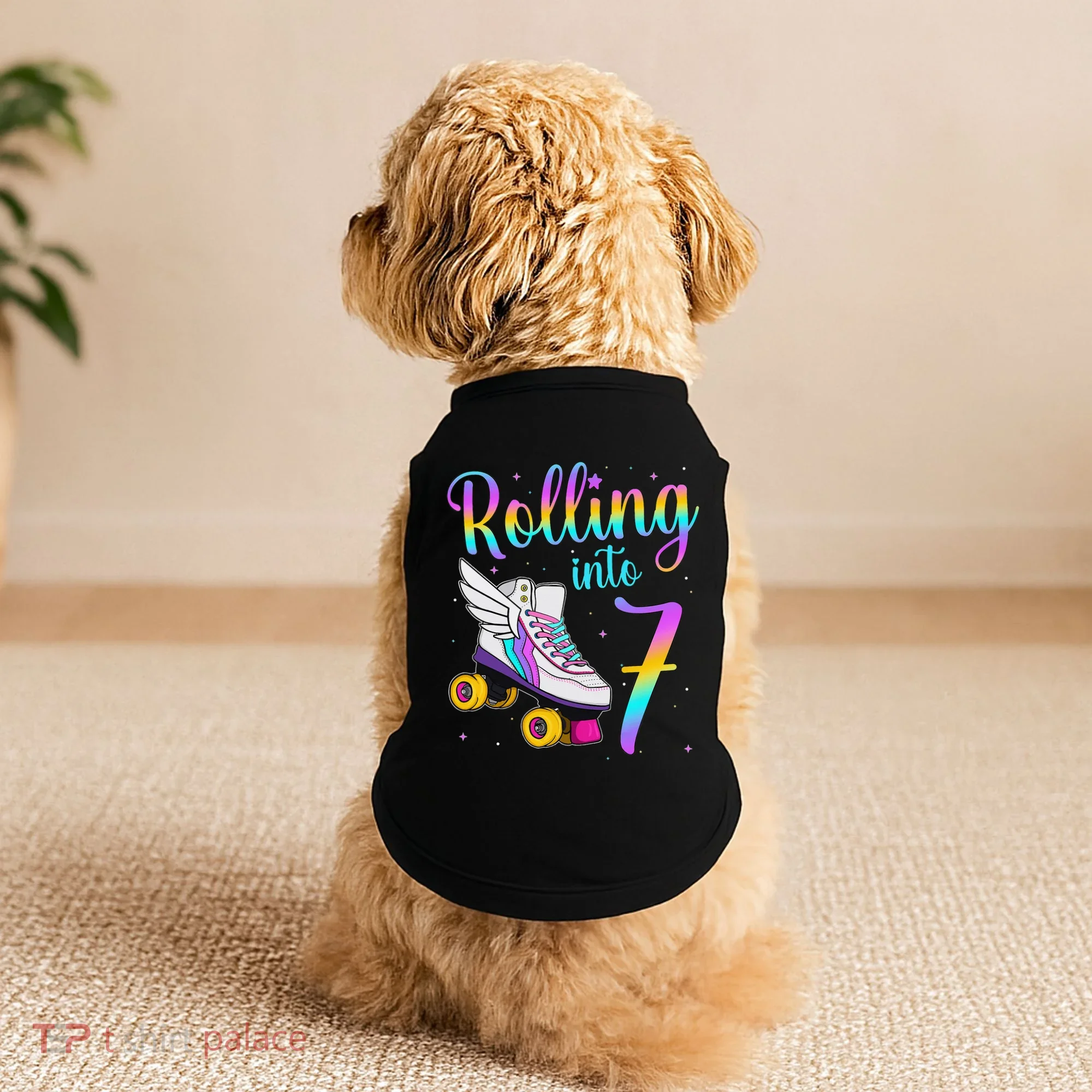 Rolling Into 7 years Lets Roll I'm Turning 7 Roller Skate Doggie Tank