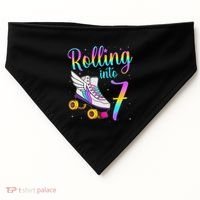 Rolling Into 7 years Lets Roll I'm Turning 7 Roller Skate USA-Made Doggie Bandana thumb 0