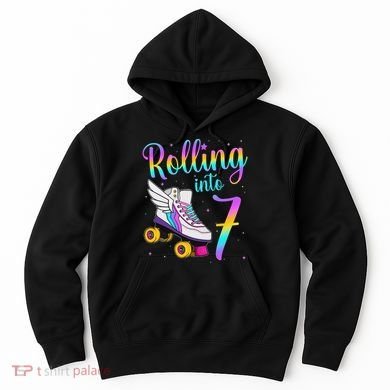 Rolling Into 7 years Lets Roll I'm Turning 7 Roller Skate Hoodie