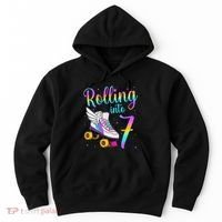 Rolling Into 7 years Lets Roll I'm Turning 7 Roller Skate Hoodie thumb 0