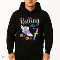 Rolling Into 7 years Lets Roll I'm Turning 7 Roller Skate Hoodie thumb 2
