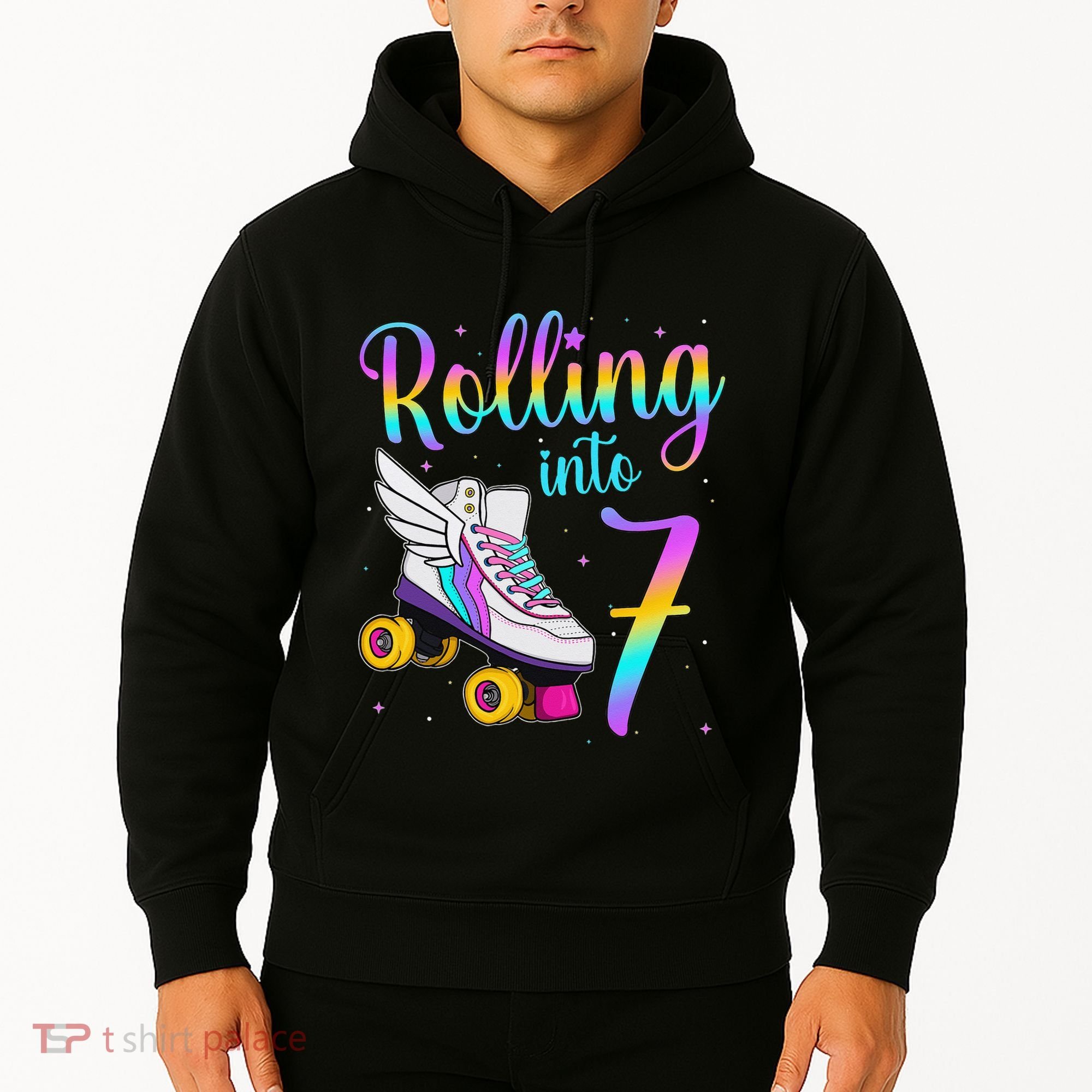 Rolling Into 7 years Lets Roll I'm Turning 7 Roller Skate Hoodie