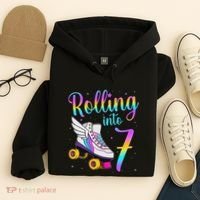 Rolling Into 7 years Lets Roll I'm Turning 7 Roller Skate Hoodie thumb 4