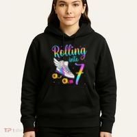 Rolling Into 7 years Lets Roll I'm Turning 7 Roller Skate Hoodie thumb 5