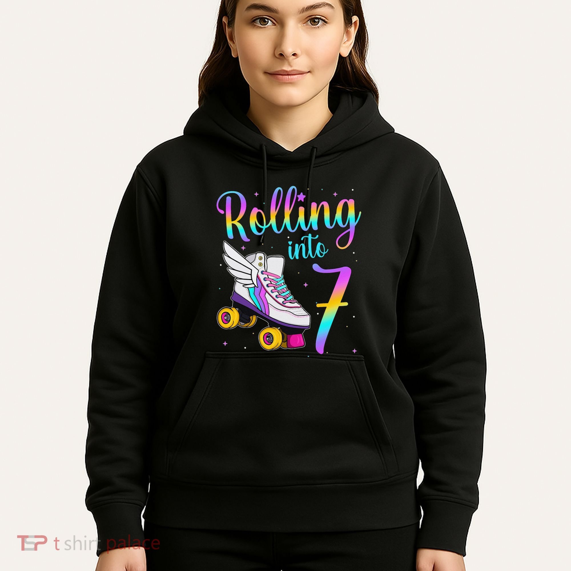 Rolling Into 7 years Lets Roll I'm Turning 7 Roller Skate Hoodie