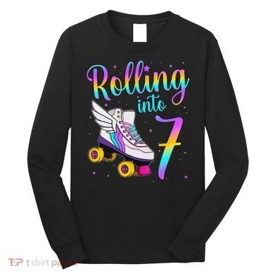 Rolling Into 7 years Lets Roll I'm Turning 7 Roller Skate Long Sleeve Shirt