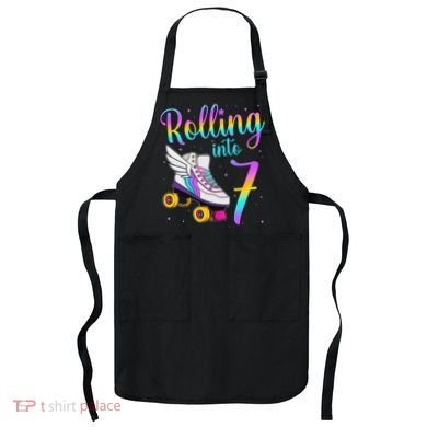 Rolling Into 7 years Lets Roll I'm Turning 7 Roller Skate Apron