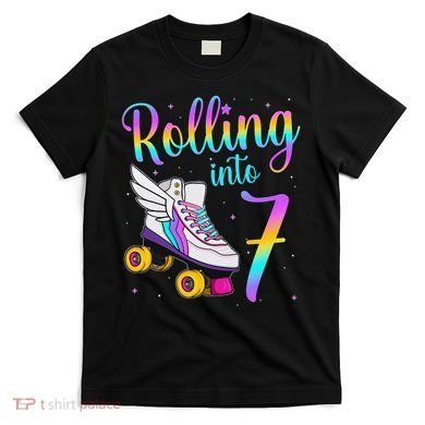 Rolling Into 7 years Lets Roll I'm Turning 7 Roller Skate T-Shirt