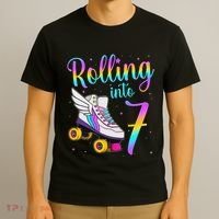 Rolling Into 7 years Lets Roll I'm Turning 7 Roller Skate T-Shirt thumb 3