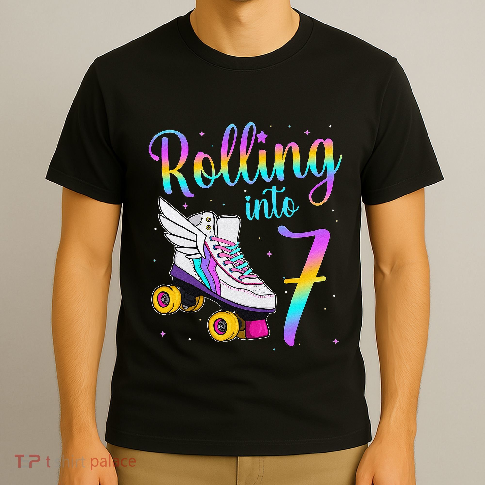 Rolling Into 7 years Lets Roll I'm Turning 7 Roller Skate T-Shirt