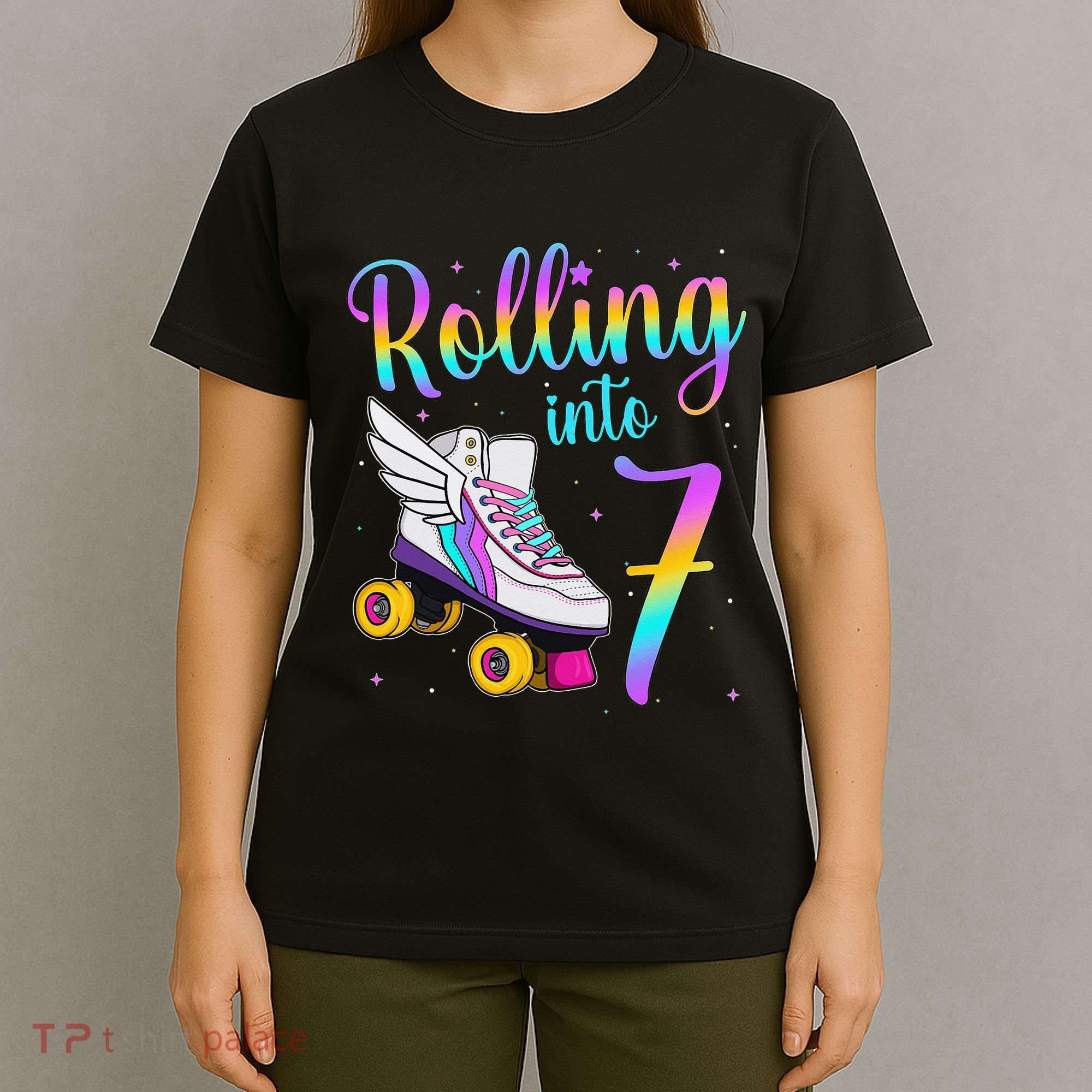 Rolling Into 7 years Lets Roll I'm Turning 7 Roller Skate T-Shirt