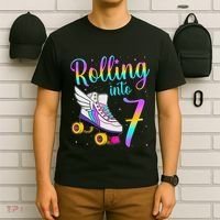 Rolling Into 7 years Lets Roll I'm Turning 7 Roller Skate T-Shirt thumb 6