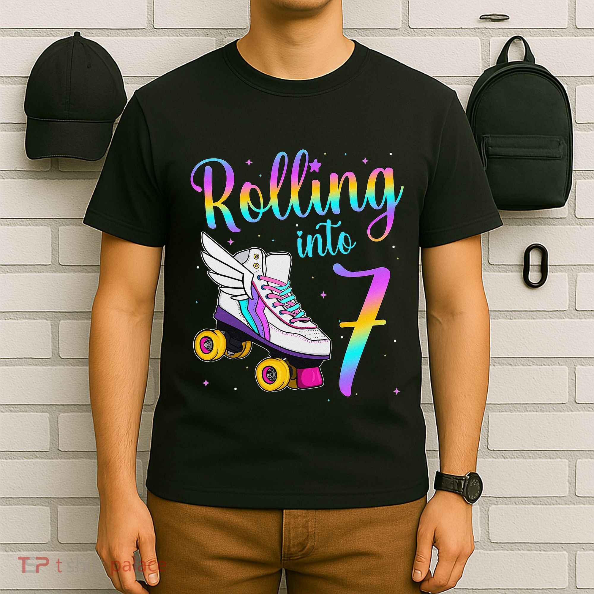 Rolling Into 7 years Lets Roll I'm Turning 7 Roller Skate T-Shirt