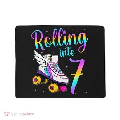 Rolling Into 7 years Lets Roll I'm Turning 7 Roller Skate Mousepad