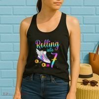 Rolling Into 7 years Lets Roll I'm Turning 7 Roller Skate Women's Tank Top thumb 2