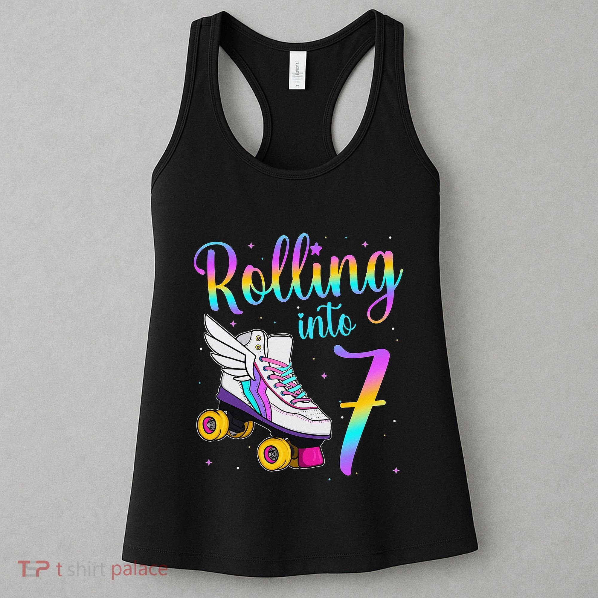 Rolling Into 7 years Lets Roll I'm Turning 7 Roller Skate Women's Tank Top