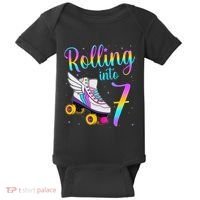 Rolling Into 7 years Lets Roll I'm Turning 7 Roller Skate Baby Bodysuit thumb 0