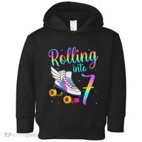 Rolling Into 7 years Lets Roll I'm Turning 7 Roller Skate Toddler Hoodie thumb 0