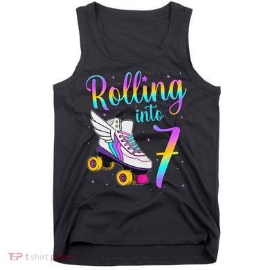 Rolling Into 7 years Lets Roll I'm Turning 7 Roller Skate Tank Top