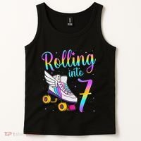 Rolling Into 7 years Lets Roll I'm Turning 7 Roller Skate Tank Top thumb 2