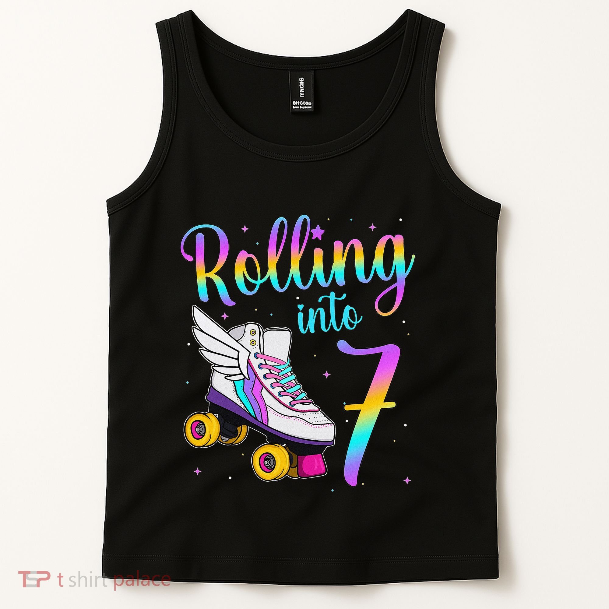 Rolling Into 7 years Lets Roll I'm Turning 7 Roller Skate Tank Top
