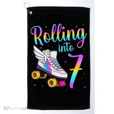 Rolling Into 7 years Lets Roll I'm Turning 7 Roller Skate Golf Towel