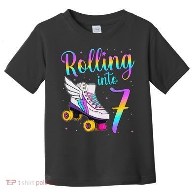 Rolling Into 7 years Lets Roll I'm Turning 7 Roller Skate Toddler T-Shirt