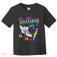 Rolling Into 7 years Lets Roll I'm Turning 7 Roller Skate Toddler T-Shirt thumb 0