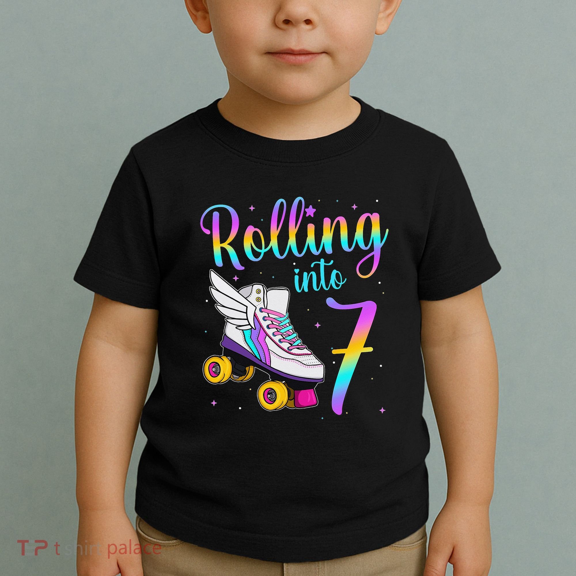 Rolling Into 7 years Lets Roll I'm Turning 7 Roller Skate Toddler T-Shirt
