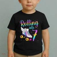 Rolling Into 7 years Lets Roll I'm Turning 7 Roller Skate Toddler T-Shirt thumb 2