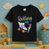 Rolling Into 7 years Lets Roll I'm Turning 7 Roller Skate Toddler T-Shirt thumb 3