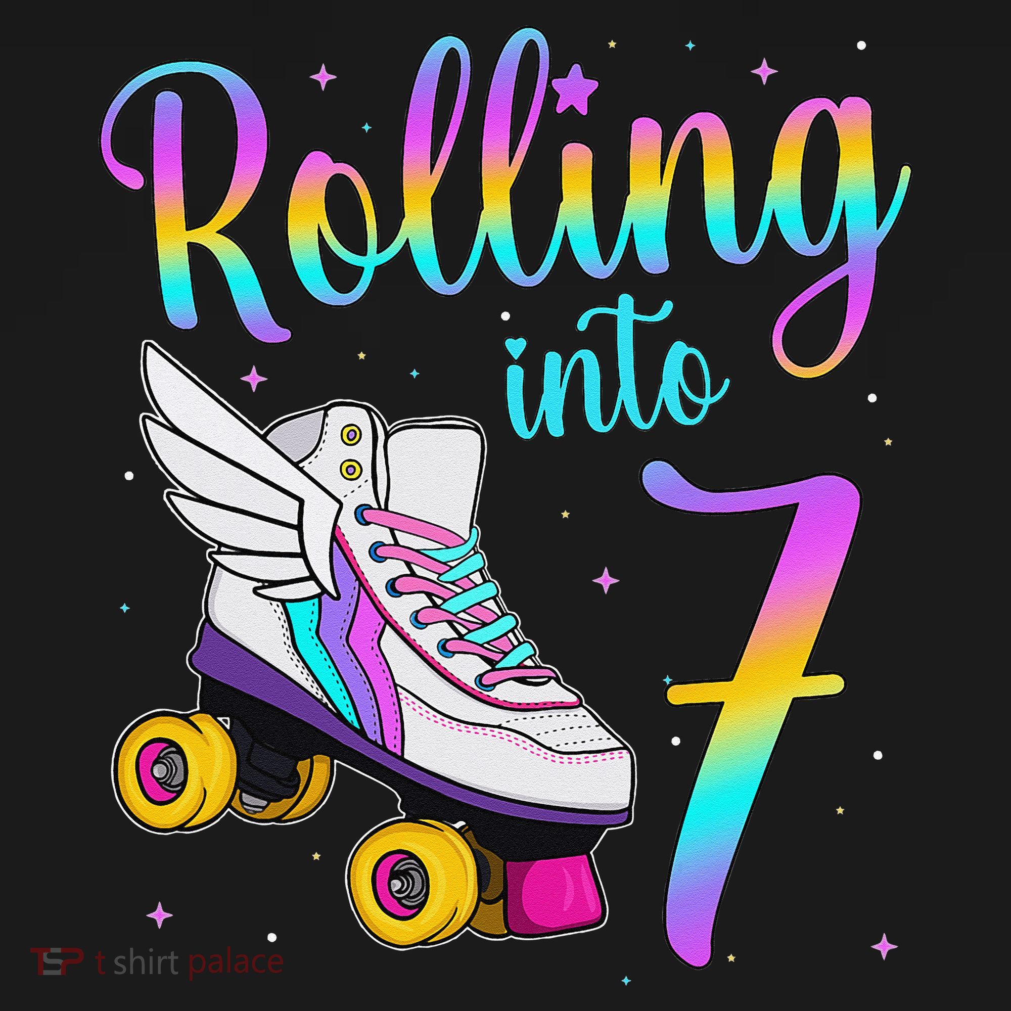 Rolling Into 7 years Lets Roll I'm Turning 7 Roller Skate Toddler T-Shirt