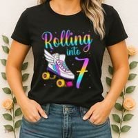 Rolling Into 7 years Lets Roll I'm Turning 7 Roller Skate Women's T-Shirt thumb 2