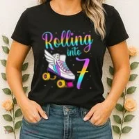 Rolling Into 7 years Lets Roll I'm Turning 7 Roller Skate Women's T-Shirt thumb 2
