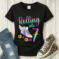 Rolling Into 7 years Lets Roll I'm Turning 7 Roller Skate Women's T-Shirt thumb 3