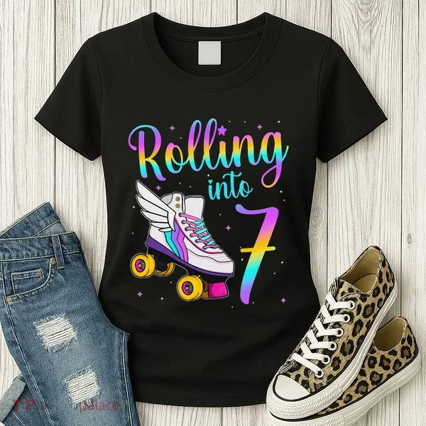 Rolling Into 7 years Lets Roll I'm Turning 7 Roller Skate Women's T-Shirt