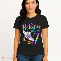 Rolling Into 7 years Lets Roll I'm Turning 7 Roller Skate Women's T-Shirt thumb 4