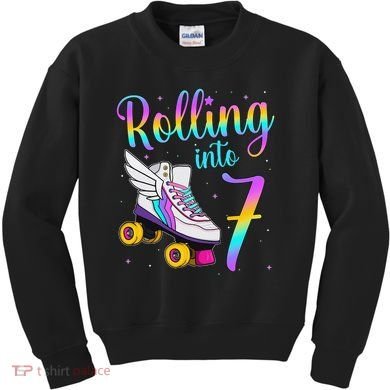 Rolling Into 7 years Lets Roll I'm Turning 7 Roller Skate Kids Sweatshirt