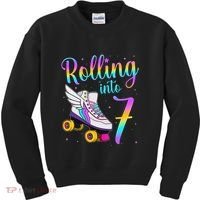 Rolling Into 7 years Lets Roll I'm Turning 7 Roller Skate Kids Sweatshirt thumb 0