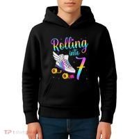 Rolling Into 7 years Lets Roll I'm Turning 7 Roller Skate Kids Hoodie thumb 4