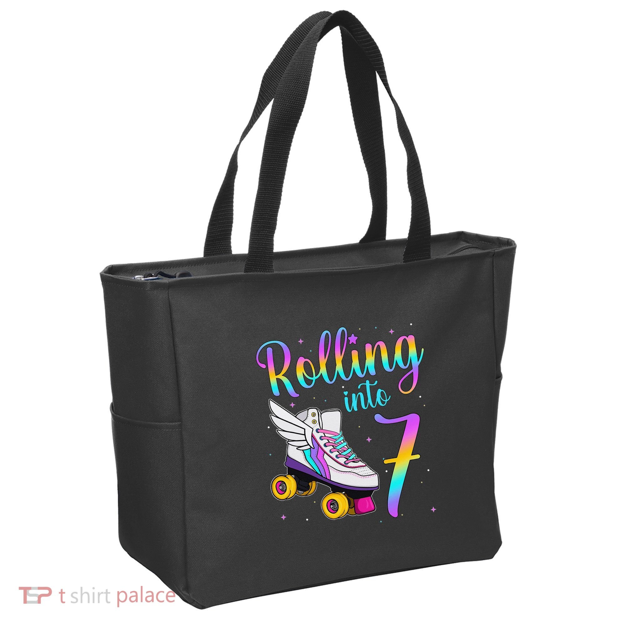 Rolling Into 7 years Lets Roll I'm Turning 7 Roller Skate Tote Bag