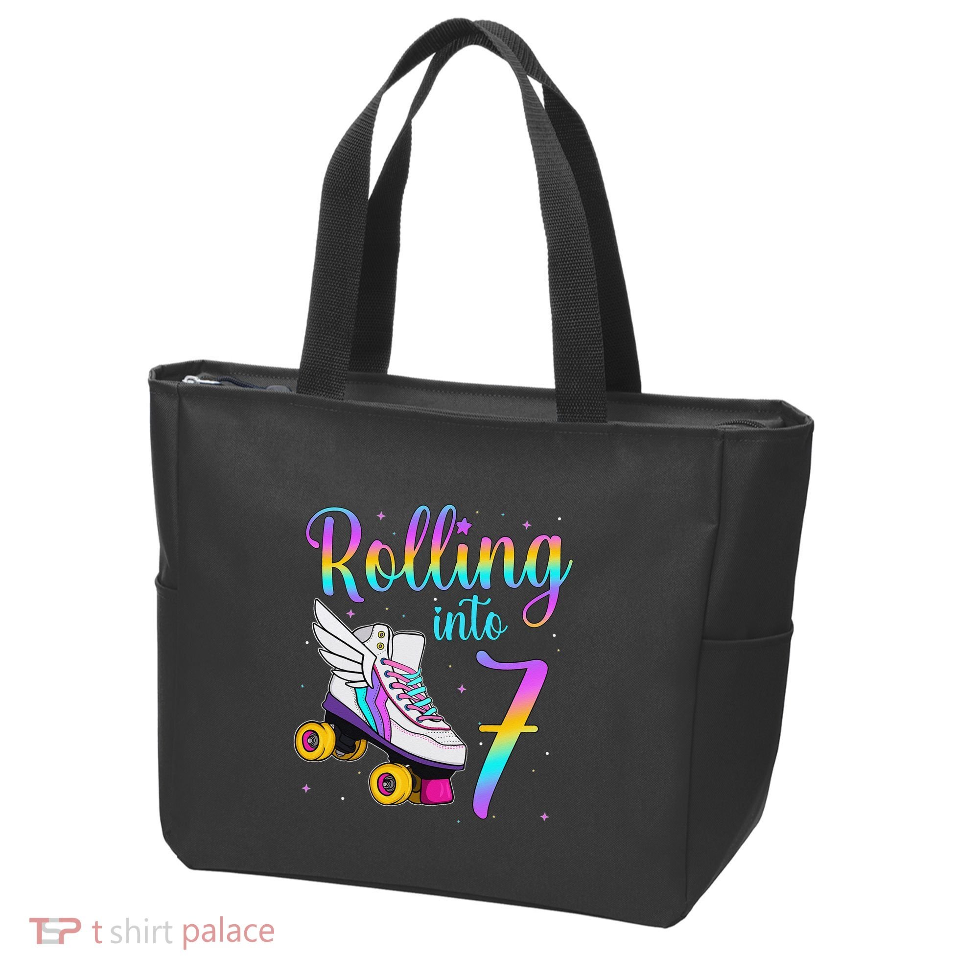 Rolling Into 7 years Lets Roll I'm Turning 7 Roller Skate Tote Bag