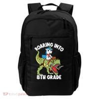 Roaring Into 8th Grade Unicorn Riding Dinosaur Gift Backpack thumb 0