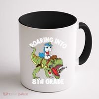 Roaring Into 8th Grade Unicorn Riding Dinosaur Gift Coffee Mug thumb 1