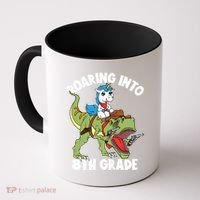 Roaring Into 8th Grade Unicorn Riding Dinosaur Gift Coffee Mug thumb 0