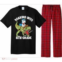 Roaring Into 8th Grade Unicorn Riding Dinosaur Gift Pajama Set thumb 0