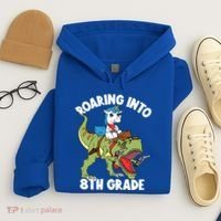 Roaring Into 8th Grade Unicorn Riding Dinosaur Gift Hoodie thumb 4