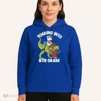 Roaring Into 8th Grade Unicorn Riding Dinosaur Gift Hoodie thumb 5