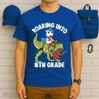 Roaring Into 8th Grade Unicorn Riding Dinosaur Gift T-Shirt thumb 6